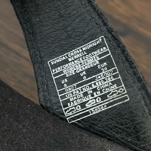 Merrell, women’s 8, Sundial Cross black leather & cork wedge sandal flip flops - Picture 5 of 8